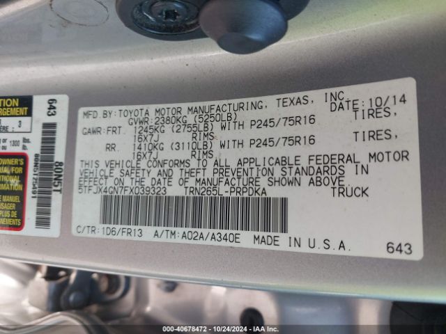 5TFJX4GN7FX039323 Toyota Tacoma Prerunner
