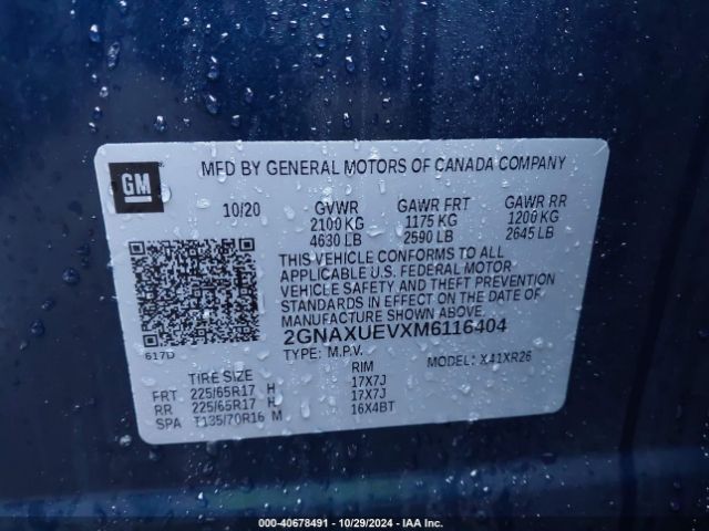 2GNAXUEVXM6116404 Chevrolet Equinox Awd Lt