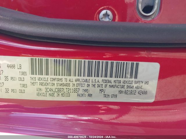 3C4NJCBB7LT211657 Jeep Compass Sun And Wheel Fwd