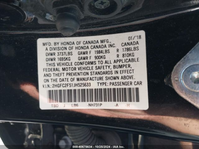 2HGFC2F51JH525633 Honda Civic Lx