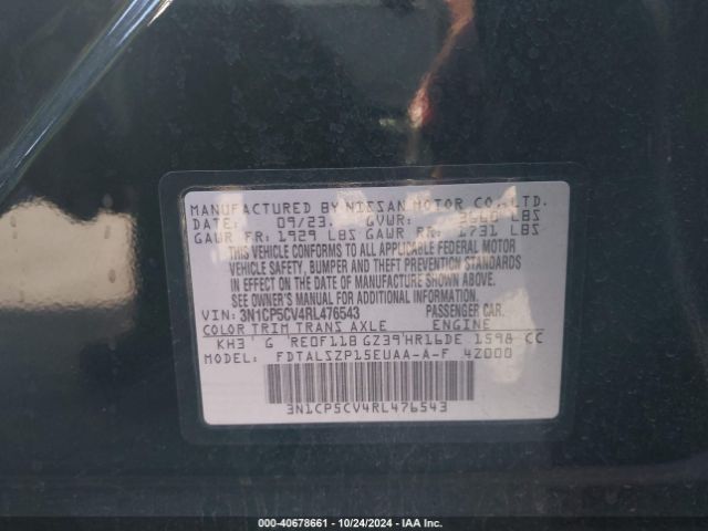 3N1CP5CV4RL476543 Nissan Kicks Sv Xtronic Cvt