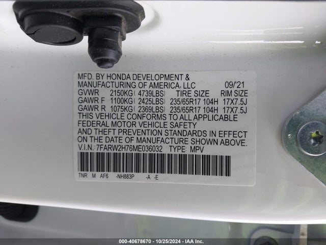 7FARW2H76ME036032 Honda Cr-v Awd Special Edition