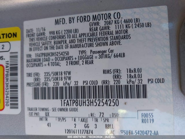 Ford Mustang Ecoboost Premium 2017 1FATP8UH3H5254250 Image 9