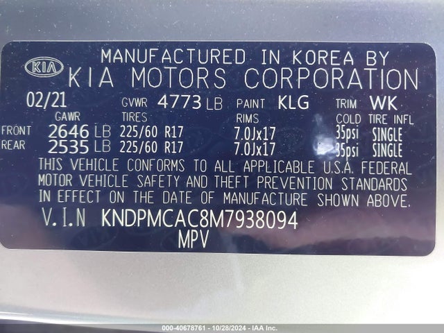KIA Sportage Lx 2021 KNDPMCAC8M7938094 Image 9