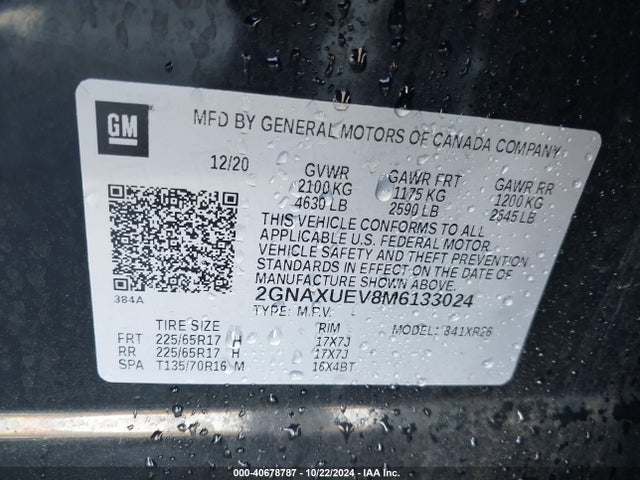 Chevrolet Equinox Awd Lt 2021 2GNAXUEV8M6133024 Image 9