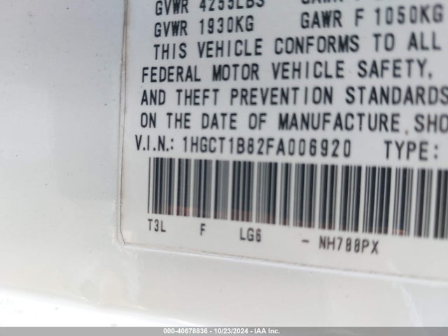 Honda Accord Ex-l 2015 1HGCT1B82FA006920 Image 9