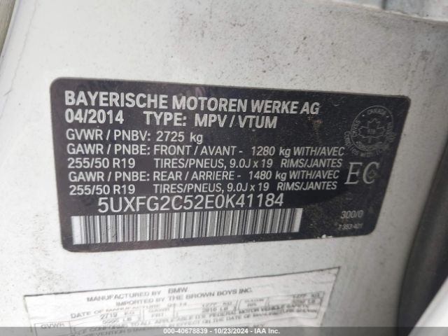 5UXFG2C52E0K41184 BMW X6