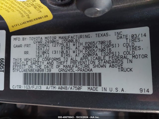 Toyota Tacoma Double Cab 2014 5TFLU4EN8EX098139 Image 9