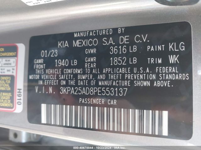 3KPA25AD8PE553137 KIA Rio 5-door S