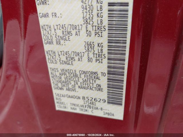 5BZAF0AA0GN852629 Nissan Nv Passenger Nv3500 Hd Sl V8