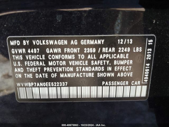 WVWBP7AN0EE522337 Volkswagen Cc 2.0t Sport
