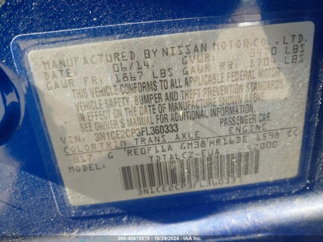 3N1CE2CP3FL360333 Nissan Versa Note S Plus