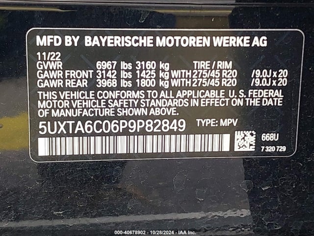 5UXTA6C06P9P82849 BMW X5 Phev Xdrive45e