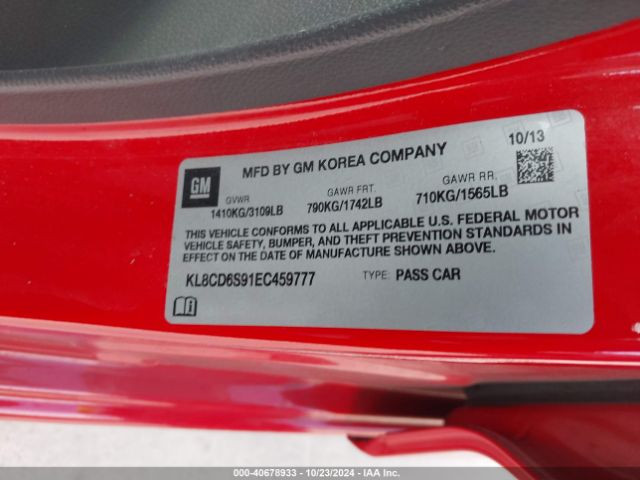 KL8CD6S91EC459777 Chevrolet Spark 1lt Auto