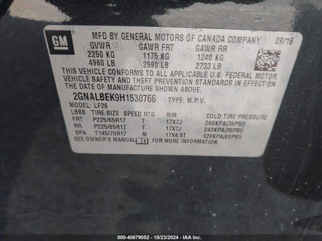 Chevrolet EQUINOX LS 2017 2GNALBEK9H1530766 Image 9