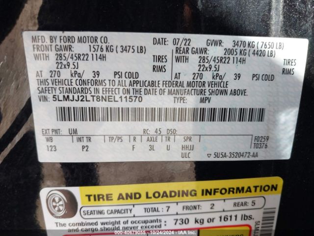 5LMJJ2LT8NEL11570 Lincoln Navigator Reserve
