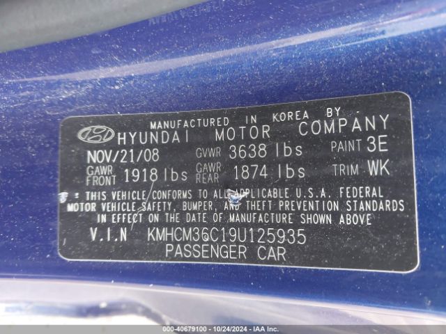 2009 HYUNDAI ACCENT KMHCM36C19U125935 Photo 8