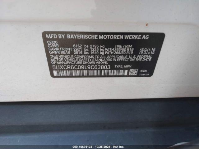 5UXCR6C09L9C63803 BMW X5 Xdrive40i