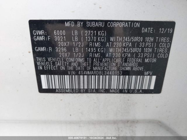 4S4WMARD8L3440153 Subaru Ascent Touring