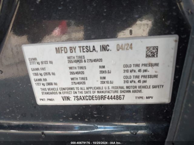 7SAXCDE59RF444867 Tesla Model X Long Range