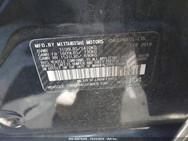ML32F3FJ7KHF13801 Mitsubishi Mirage G4 Es