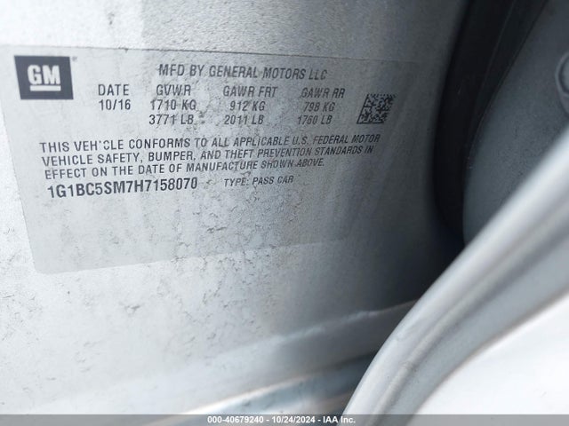 Chevrolet Cruze Ls Auto 2017 1G1BC5SM7H7158070 Image 9