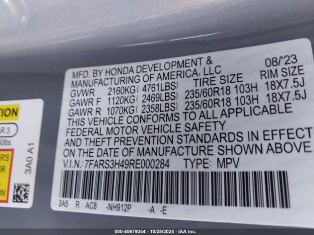 7FARS3H49RE000284 Honda Cr-v Ex 2wd