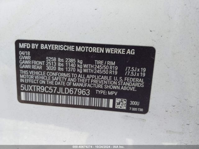 5UXTR9C57JLD67963 BMW X3 Xdrive30i