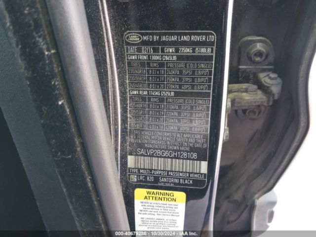 SALVP2BG6GH128108 Land Rover Range Rover Evoque Se/se Premium