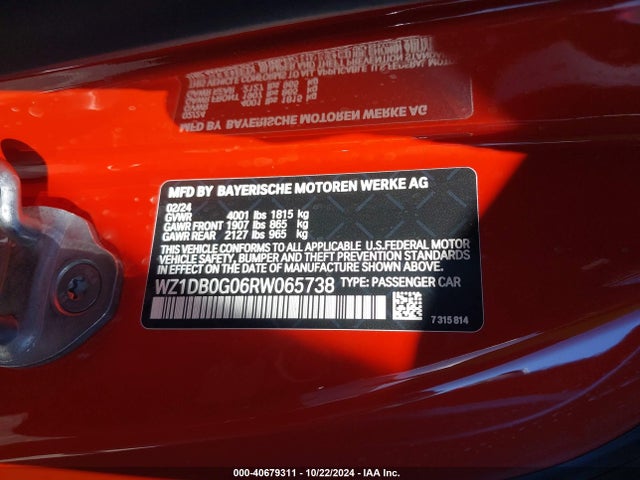 40679311 :رقم المزاد ، WZ1DB0G06RW065738 vin ، 2024 Toyota Gr Supra 45th Anniversary Edition مزاد بيع