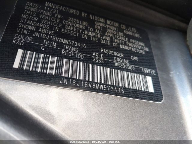 JN1BJ1BV8MW573416 Nissan Rogue Sport Sv Fwd Xtronic Cvt