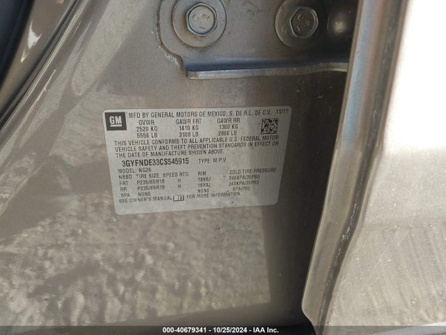 2012 CADILLAC SRX 3GYFNDE33CS545915 Photo 8