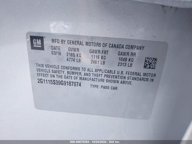 Chevrolet Impala 2lt 2016 2G1115S39G9187074 Image 9