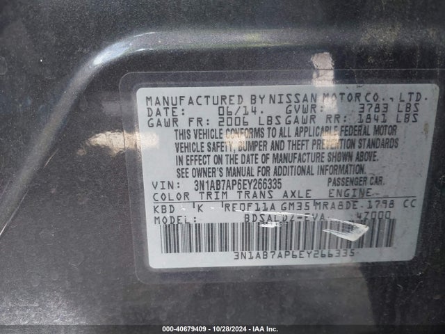 Nissan SENTRA SV 2014 3N1AB7AP6EY266335 Image 9