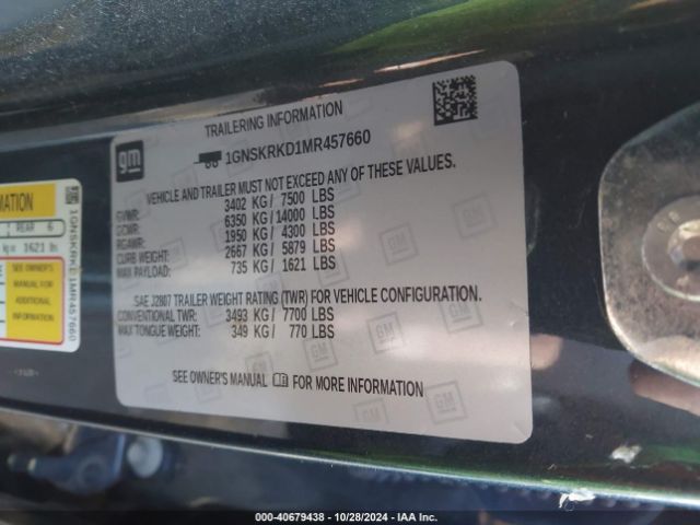 1GNSKRKD1MR457660 Chevrolet Tahoe 4wd Rst
