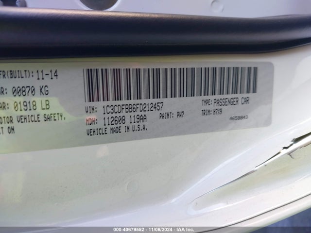 Dodge DART SXT 2015 1C3CDFBB6FD212457 Image 9
