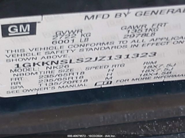 1GKKNSLS2JZ131323 GMC Acadia Sle-2