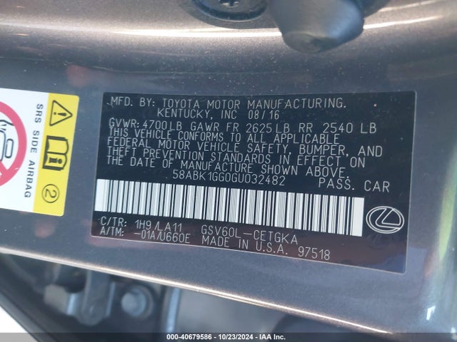 58ABK1GG0GU032482 Lexus ES 350