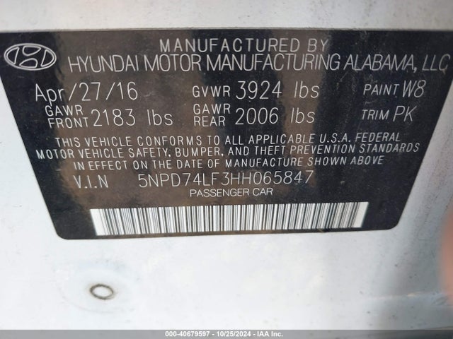 Hyundai ELANTRA SE 2017 5NPD74LF3HH065847 Image 9