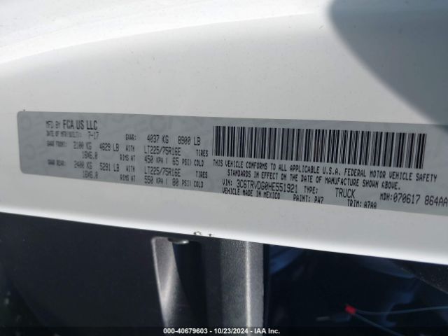 3C6TRVDG0HE551921 RAM Promaster 2500 High Roof 159 Wb