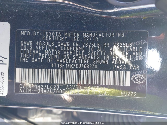 Toyota CAMRY SE 2014 4T1BF1FK7EU768270 Image 9