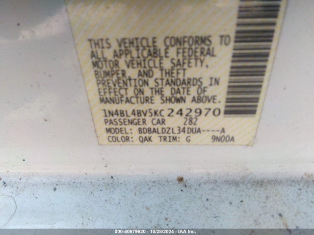 Nissan Altima 2.5 S 2019 1N4BL4BV5KC242970 Image 9