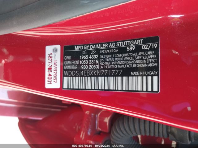 WDDSJ4EBXKN771777 Mercedes-Benz CLA 250