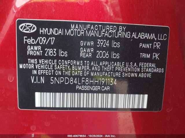 Hyundai ELANTRA SE 2017 5NPD84LF8HH191134 Image 9