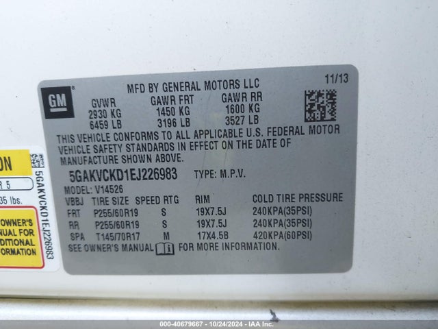 5GAKVCKD1EJ226983 Buick Enclave Premium