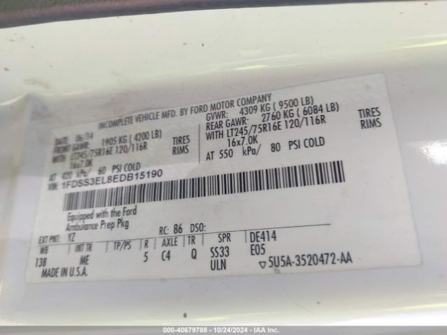 1FDSS3EL8EDB15190 Ford E-350 Super Duty Commercial