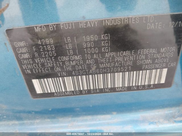 4S3GTAB60H3709521 Subaru Impreza 2.0i Premium