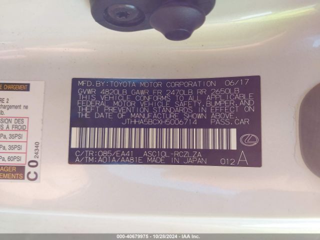 JTHHA5BCXH5006714 Lexus RC 200T