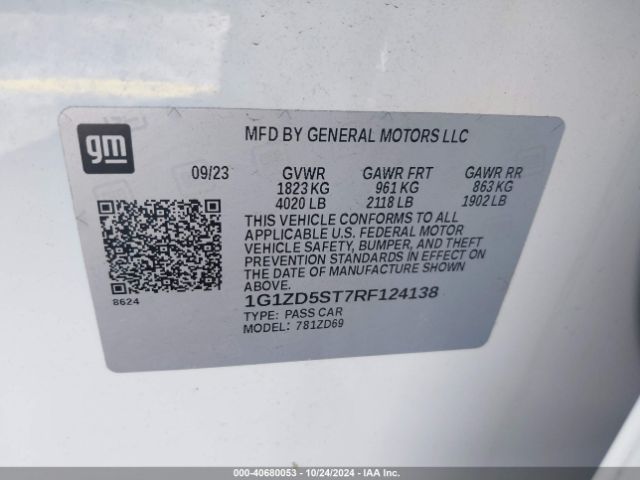 1G1ZD5ST7RF124138 Chevrolet Malibu Fwd 1lt