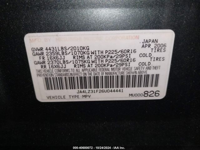 2006 MITSUBISHI OUTLANDER JA4LZ31F26U044441 Photo 8